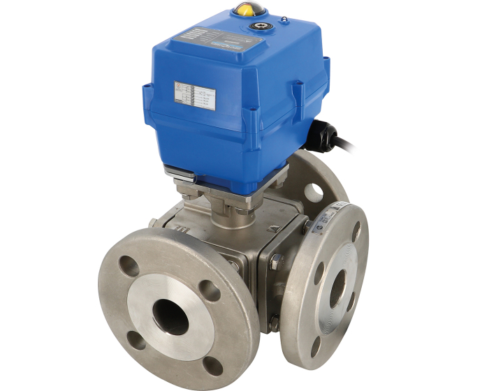 3 way stainless steel ball valve 785L-786T + TCR electric actuator